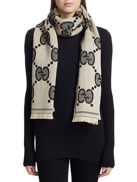 gg wool jacquard scarf